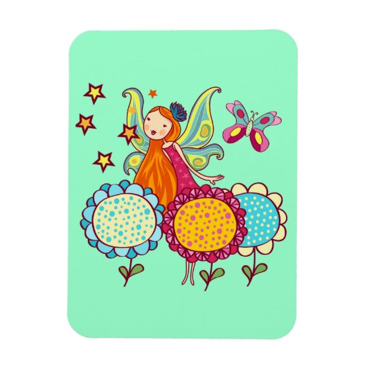 Magnet Flexible Fée de jardin avec des fleurs (Vertical)