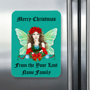 Magnet Flexible Fée de Noël Fantastique Houx Cloches Poinsettias  