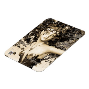 Magnet Flexible Fée de printemps Bois Vintage Photo Fantaisie Art