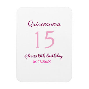 Magnet Flexible Fée rose 15e anniversaire simple moder quinceanera