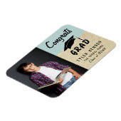 Magnet Flexible Félicitations Grad Blue Rustic Photo Graduation (Côté Gauche)