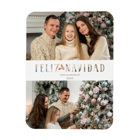 Magnet Flexible Feliz Navidad Spanish Cut Paper Effet Photo (Vertical)