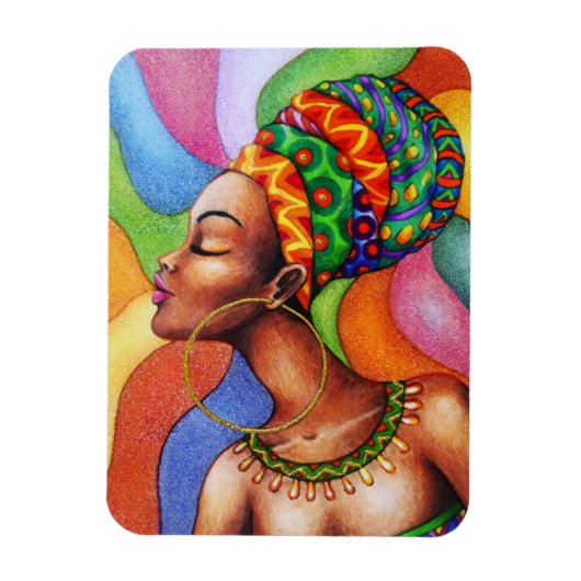 Magnet Flexible Femme africaine avec cire tissu traditionnel (Vertical)