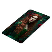 Magnet Flexible Femme Aux Cheveux Rouges En Robe Vert Émeraude. (Côté Gauche)