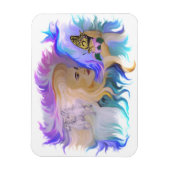Magnet Flexible Femme avec cheval et papillon (Vertical)