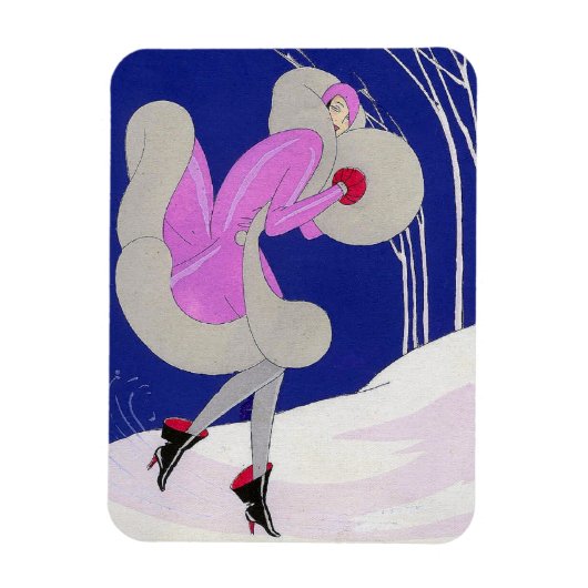 Magnet Flexible Femme branchée en hiver (Vertical)