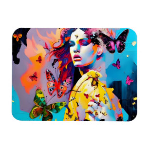 Magnet Flexible Femme colorée et papillons