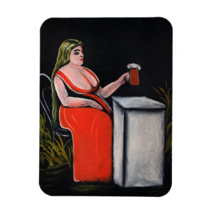 Magnet Flexible Femme courbée avec une tasse de bière