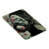 Magnet Flexible Femme dans un masque à gaz avec fleurs (Côté Droit)