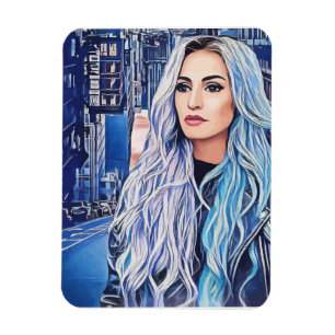 Magnet Flexible Femme En Ville Surreal Art Abstrait