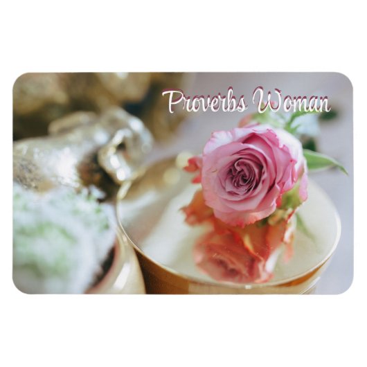 Magnet Flexible Femme Rose chrétienne et proverbe (Horizontal)