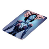 Magnet Flexible Femme squelettique avec fleurs Jour des morts (Côté Gauche)