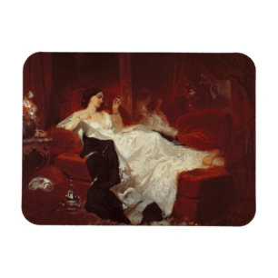 Magnet Flexible Femme sur un sofa rouge