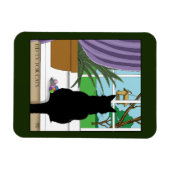 Magnet Flexible Fenêtre Chat noir regardant dehors (Horizontal)