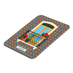 Magnet Flexible Fenêtre de la maison de Lisbonne avec plantes et c