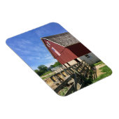 Magnet Flexible Fermes | Grange rouge avec drapeau américain (Côté Droit)