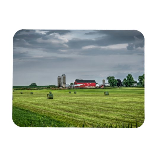 Magnet Flexible Fermes | Red Barn & Silo au printemps (Horizontal)