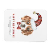 Magnet Flexible Festif Beagle d'aquarelle Père Noël Happy Howliday (Horizontal)