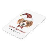 Magnet Flexible Festif Beagle d'aquarelle Père Noël Happy Howliday (Côté Gauche)