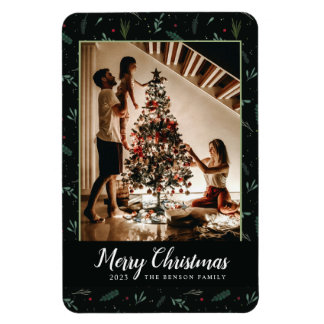 Magnet Flexible Festive Noël Feuilles Berries Photo Vertical