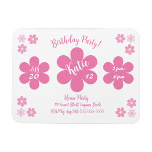 Magnet Flexible Fête d'anniversaire - Fleur Rose Glam-
