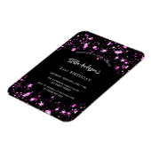 Magnet Flexible fête d'anniversaire noir rose étoiles invitation d (Côté Gauche)