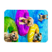 Magnet Flexible Fête de chien à la piscine (Horizontal)