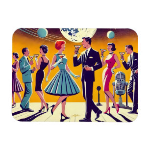 Magnet Flexible Fête de Cocktail d'Ère Spatiale Milieu de Siècle 6