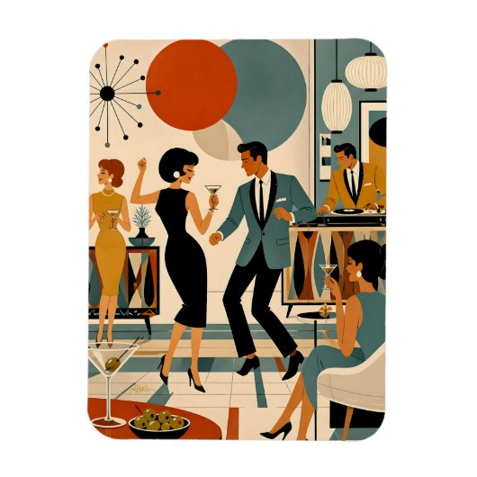 Magnet Flexible Fête de danse martini branchée milieu du siècle mo (Vertical)