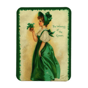 Magnet Flexible Fête de la Saint-Patrick vintage : jeune femme por