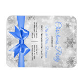 Magnet Flexible Fête de Noël Argent Hiver Étincelle Bleu Ruban (Horizontal)