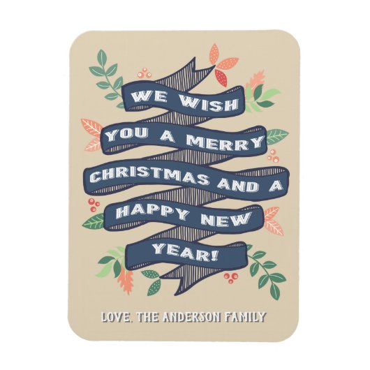 Magnet Flexible Fête de Noël Floral Whimsical (Vertical)