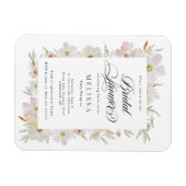 Magnet Flexible Fête des mariées des fleurs d'aquarelle crème et b (Horizontal)