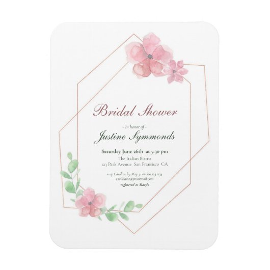 Magnet Flexible Fête des mariées florale géométrique rose or (Vertical)