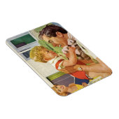 Magnet Flexible Fête des pères vintage, famille heureuse en banlie (Côté Droit)