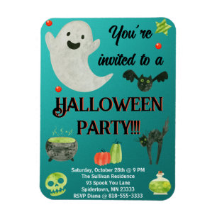 Magnet Flexible Fête d'Halloween Bleu Turquoise et Vert
