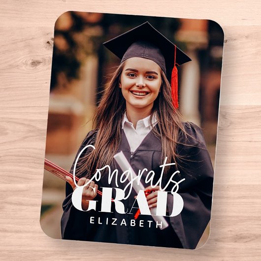 Magnet Flexible Fêtes Grad Moderne Simple Script Photo personnalis