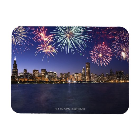 Magnet Flexible Feu d'artifice sur l'horizon de Chicago 2 (Horizontal)