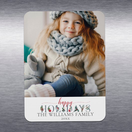 Magnet Flexible Feuillage de fête Joyeuses Fêtes Salutations Flora