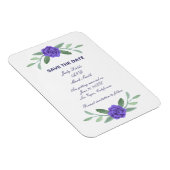 Magnet Flexible Feuillage Floral Bleu Violet Économisez La Date (Côté Droit)