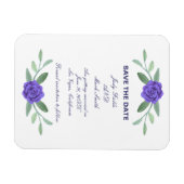 Magnet Flexible Feuillage Floral Bleu Violet Économisez La Date (Horizontal)