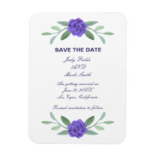 Magnet Flexible Feuillage Floral Bleu Violet Économisez La Date