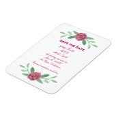 Magnet Flexible Feuillage Floral Rose Enregistrer La Date (Côté Gauche)