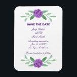 Magnet Flexible Feuillage Floral Violet Sauvez La Date<br><div class="desc">Cette belle sauvegarde de l'aimant date est une façon élégante et durable d'annoncer votre grand jour. Personnalisez l'aimant en modifiant le texte dans les champs fournis. Vous pouvez modifier le style de police,  la taille et la couleur,  ainsi que la couleur arrière - plan.</div>