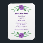 Magnet Flexible Feuillage Floral Violet Sauvez La Date<br><div class="desc">Cette belle sauvegarde de l'aimant date est une façon élégante et durable d'annoncer votre grand jour. Personnalisez l'aimant en modifiant le texte dans les champs fournis. Vous pouvez modifier le style de police,  la taille et la couleur,  ainsi que la couleur arrière - plan.</div>