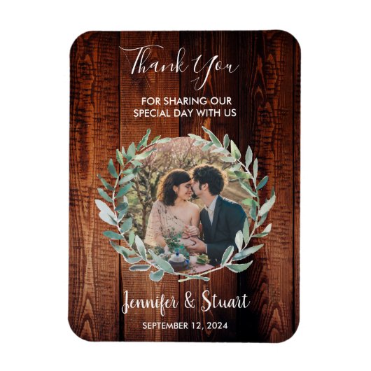 Magnet Flexible Feuilles d'aquarelle sur mariage de Merci rustique (Vertical)