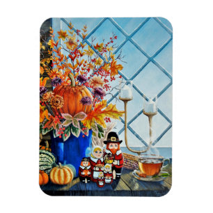 Magnet Flexible Feuilles d'automne, citrouilles, poupées de nidifi