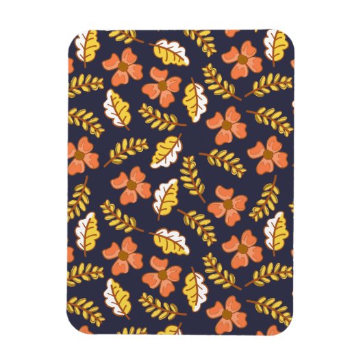 Magnet Flexible Feuilles d'automne en chute chaude avec fleurs (Vertical)