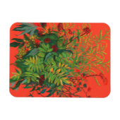Magnet Flexible Feuilles de Rowan et baies rouges sur Orange Flora (Horizontal)