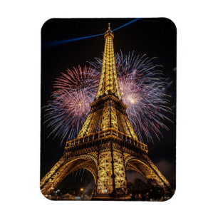 Magnet Flexible Feux d'artifice Paris Tour Eiffel Cafés Carte post
